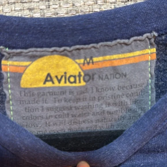 Aviator Nation Tiger Print Sweatshirt Crew Neck Pullover Navy Medium - Picture 3 of 8